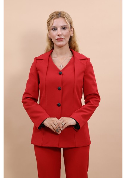 Erkek Yaka Yelek Ceket-Kırmızı fiyatları