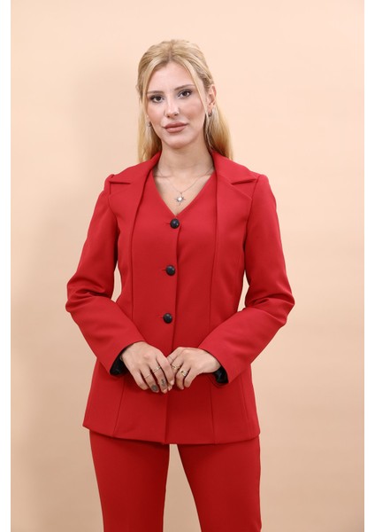 Erkek Yaka Yelek Ceket-Kırmızı modelleri