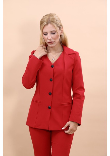 Erkek Yaka Yelek Ceket-Kırmızı fırsatları