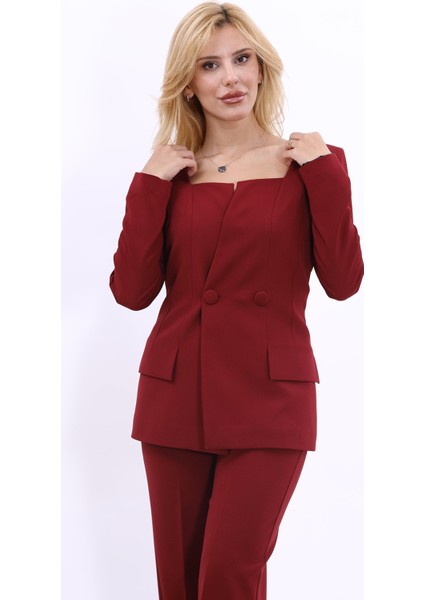 Kare Yaka Ceket-Bordo fiyatları