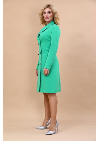 Erkek Yaka Kuruvaze Uzun Kol Elbise-Yeşil fiyatları