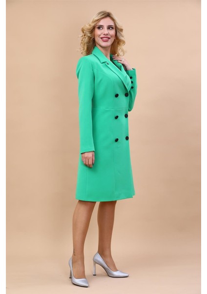 Erkek Yaka Kuruvaze Uzun Kol Elbise-Yeşil modelleri