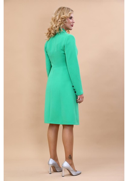 Erkek Yaka Kuruvaze Uzun Kol Elbise-Yeşil fırsatları