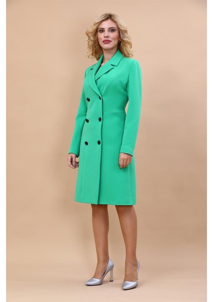 Erkek Yaka Kuruvaze Uzun Kol Elbise-Yeşil indirimleri