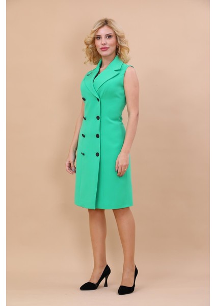 Erkek Yaka Kuruvaze Elbise-Yeşil