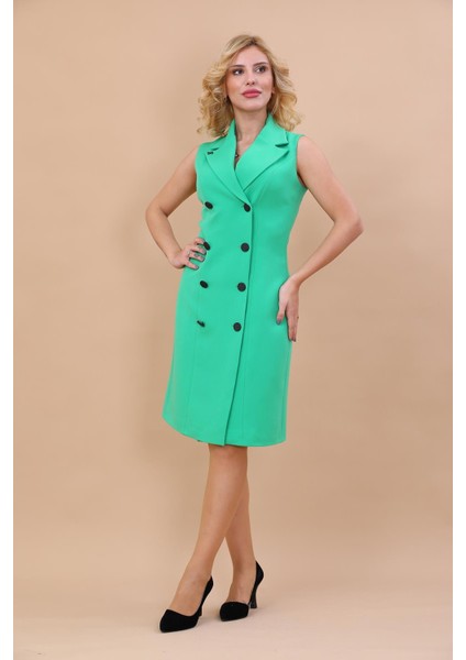 Erkek Yaka Kuruvaze Elbise-Yeşil fiyatları