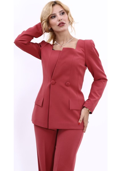 Kare Yaka Ceket-Kiremit