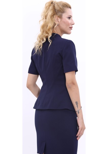 Hakim Yaka Yandan Tokalı Çapraz Ceket-Lacivert fiyatları