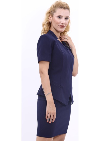 Hakim Yaka Yandan Tokalı Çapraz Ceket-Lacivert modelleri