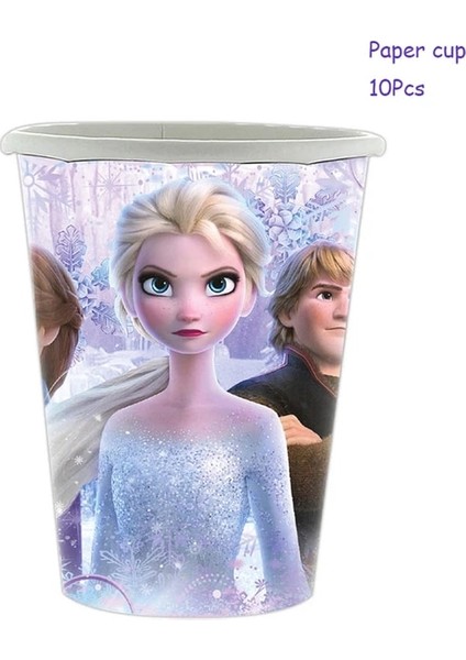 CUPS-10PCS 1 Adet Kağıt Kek Topper Mutlu Doğum Günü Pastası Süslemeleri Kız Doğum Günü Bebek Duş Parti Malzemeleri Dondurulmuş Elsa Anna Prenses Karikatür (Yurt Dışından)