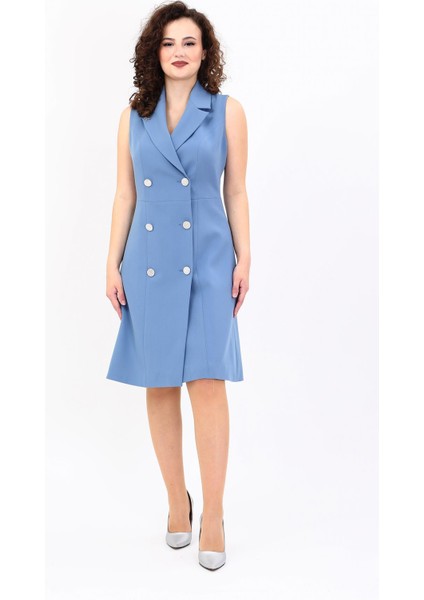 Erkek Yaka Belden Kesik Kuruvaze Elbise-Deniz modelleri