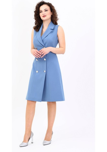 Erkek Yaka Belden Kesik Kuruvaze Elbise-Deniz fırsatları