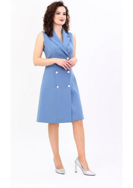 Erkek Yaka Belden Kesik Kuruvaze Elbise-Deniz indirimleri