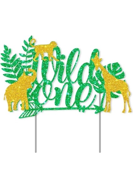 Kek Topper Vahşi Bir Tek Kullanımlık Masa Örtüsü Jungle Safari Bebek Bir 1st Doğum Günü Masa Örtüsü Vahşi Mutlu Ilk Doğum Günü Partisi Dekoru Masa Örtüsü (Yurt Dışından)