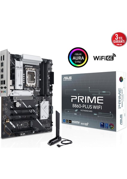 Prıme B860-PLUS Wıfı, 4xddr5, 2x M.2, Hdmı, Dp, Wi-Fi 6e, Bluetooth V5.3, Intel Core Ultra Cpu(Seri 2), LGA1851 Soket, Gaming Anakart