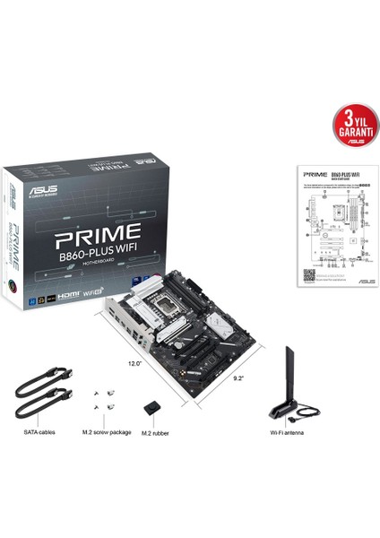 Prıme B860-PLUS Wıfı, 4xddr5, 2x M.2, Hdmı, Dp, Wi-Fi 6e, Bluetooth V5.3, Intel Core Ultra Cpu(Seri 2), LGA1851 Soket, Gaming Anakart