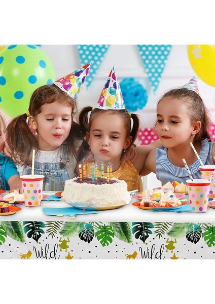10 Adet 7 Inç Plakalar Vahşi Bir Tek Kullanımlık Masa Örtüsü Jungle Safari Bebek Bir 1. Doğum Günü Masa Örtüsü Vahşi Mutlu Ilk Doğum Günü Partisi Dekoru Masa Örtüsü (Yurt Dışından)