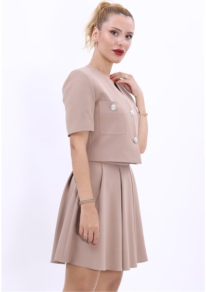 V Yaka Kısa Ceket-Taş indirimleri