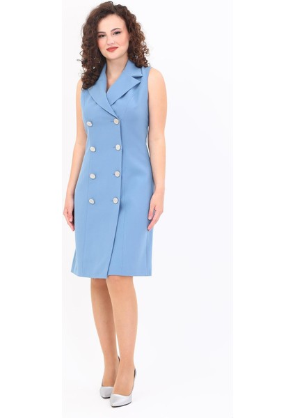 Erkek Yaka Kuruvaze Elbise-Deniz