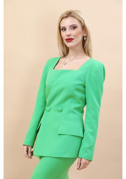 Kare Yaka Ceket-Yeşil fiyatları