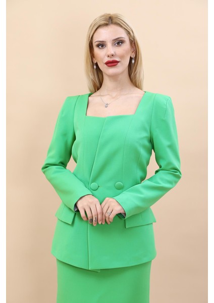 Kare Yaka Ceket-Yeşil indirimleri