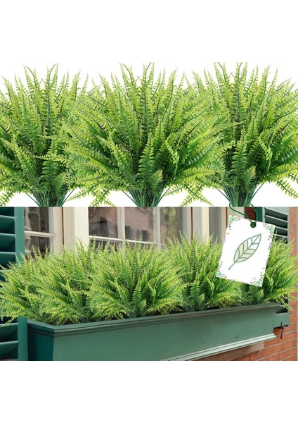 Portakal Yaprağı Yapay Bitkiler Sahte Boston Fern Yeşillik Dış Mekan Uv Dayanıklı Solmaz Sahte Plastik Bitkiler Bahçe Sundurma Pencere Kutusu Dekorasyon (Yurt Dışından)
