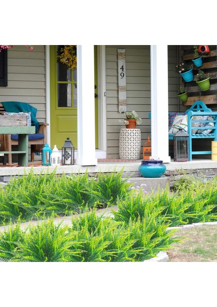 Portakal Yaprağı Yapay Bitkiler Sahte Boston Fern Yeşillik Dış Mekan Uv Dayanıklı Solmaz Sahte Plastik Bitkiler Bahçe Sundurma Pencere Kutusu Dekorasyon (Yurt Dışından)