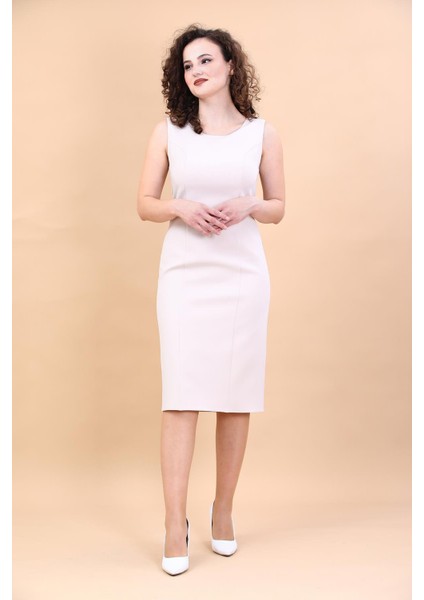 Kokteyl Sıfır Kol Elbise-Gri