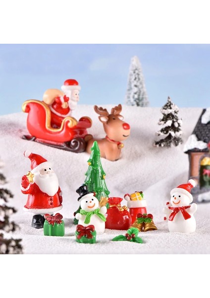 14 Mini Noel Süs Minyatür Mikro Manzara Minyatür Heykelcik Noel Baba Kardan Adam Elk Dekorasyon Ev Yeni Yıl 2024 Için (Yurt Dışından)