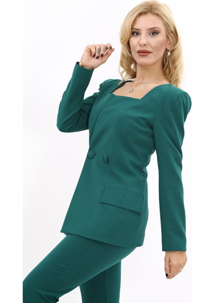 Kare Yaka Ceket-Zümrüt