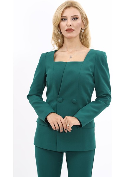 Kare Yaka Ceket-Zümrüt fırsatları