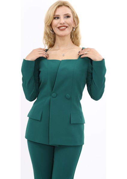 Kare Yaka Ceket-Zümrüt indirimleri