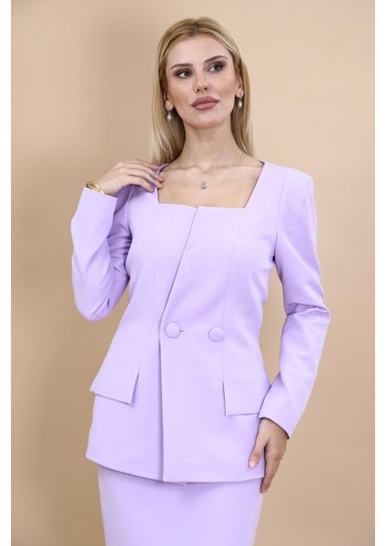 Kare Yaka Ceket-Menekşe