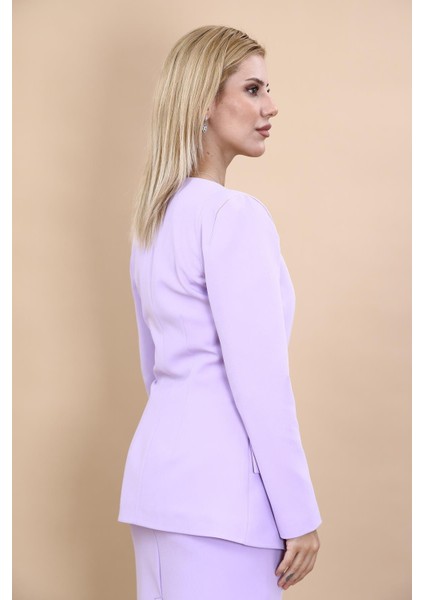 Kare Yaka Ceket-Menekşe modelleri