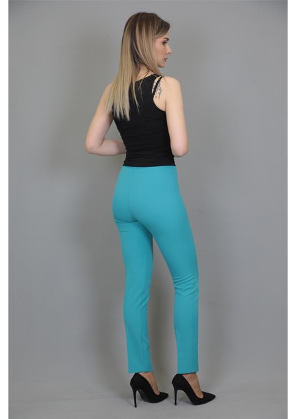 Lastikli Dar Paça Pantolon-Turkuaz modelleri