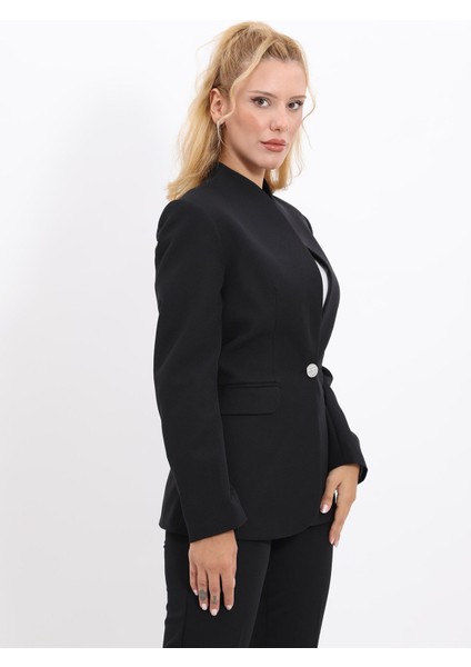 Kendinden Dik Yakalı Ceket-Siyah fiyatları