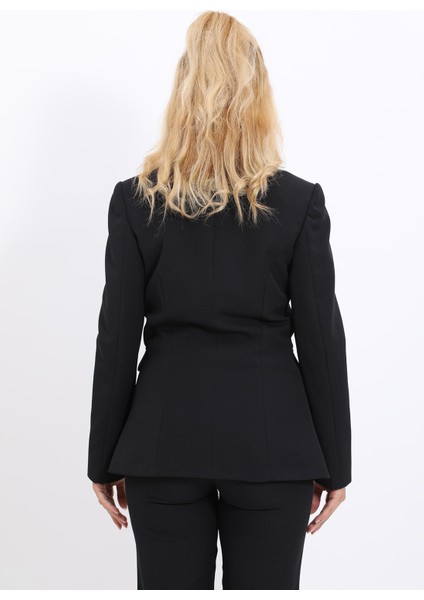 Kendinden Dik Yakalı Ceket-Siyah modelleri