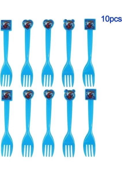 FORKS-10PC Disney Örümcek Adam Parti Bebek Duş Dekorasyon Çocuk Doğum Günü Banner Saman Bardak Plaka Kaşık Çatal Patlamış Mısır Kutusu Masa Örtüsü Malzemeleri (Yurt Dışından)