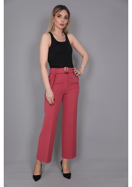 Tokalı Kemerli Pantolon-Kiremit