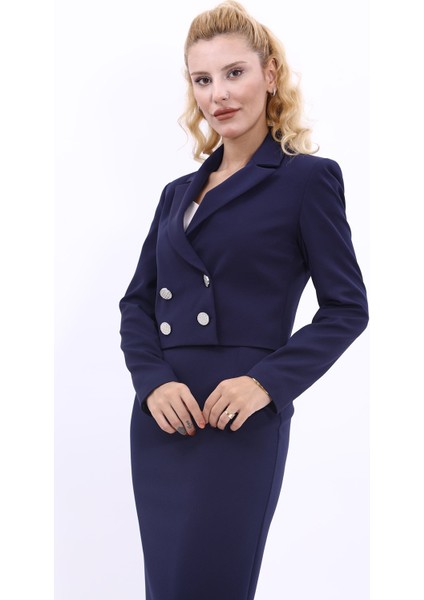 Erkek Yaka Kuruvaze Kısa Ceket-Lacivert fiyatları