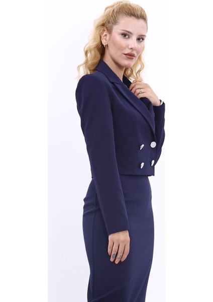 Erkek Yaka Kuruvaze Kısa Ceket-Lacivert fırsatları