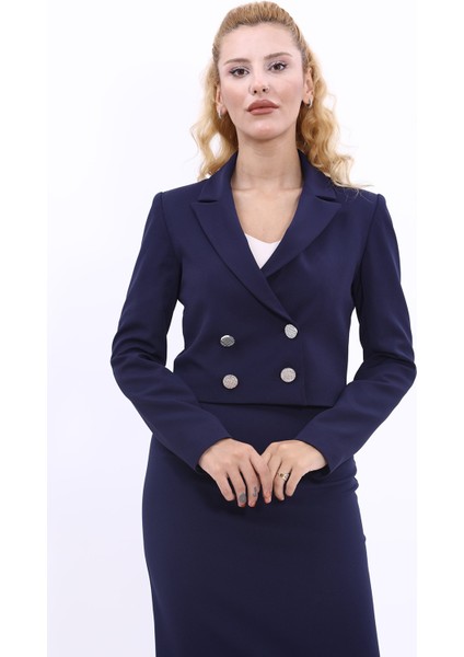 Erkek Yaka Kuruvaze Kısa Ceket-Lacivert indirimleri