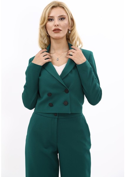 Erkek Yaka Kuruvaze Kısa Ceket-Zümrüt