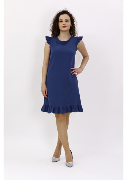Fırfırlı Elbise-Indigo