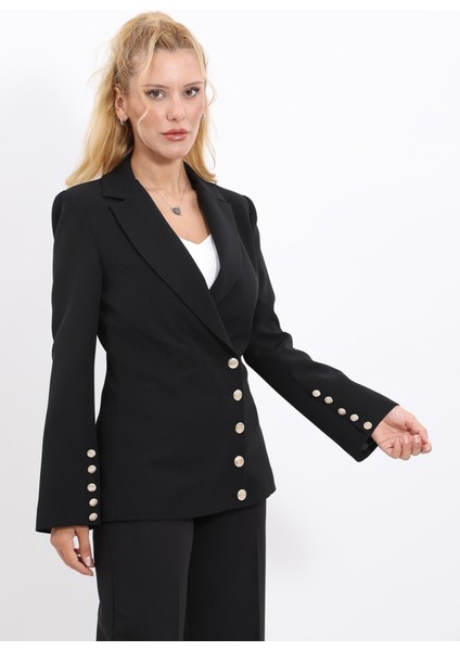 Erkek Yaka Düğme Detaylı Ceket-Siyah fiyatları