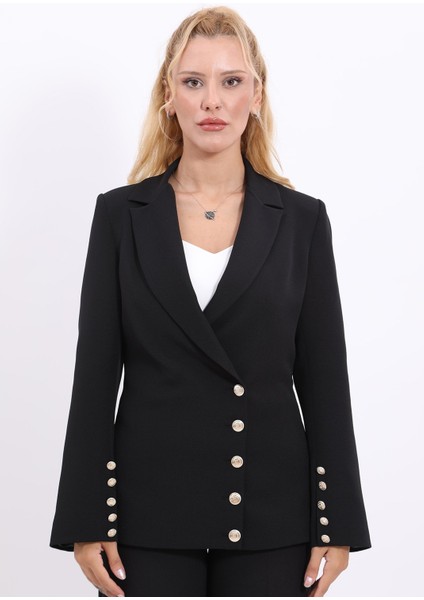 Erkek Yaka Düğme Detaylı Ceket-Siyah modelleri