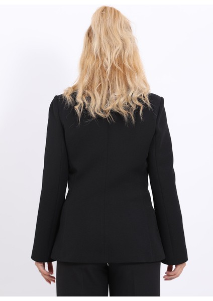 Erkek Yaka Düğme Detaylı Ceket-Siyah fırsatları