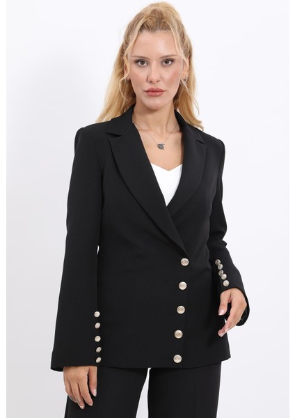 Erkek Yaka Düğme Detaylı Ceket-Siyah indirimleri