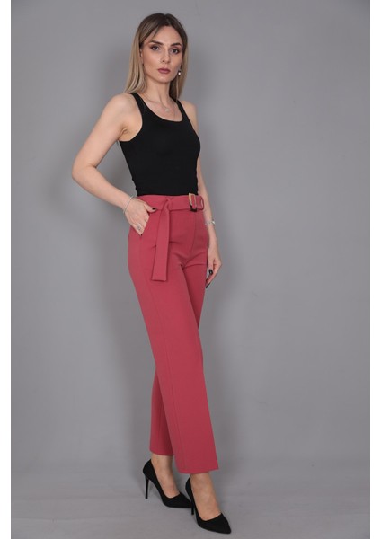 Tokalı Kemerli Pantolon-Kiremit modelleri