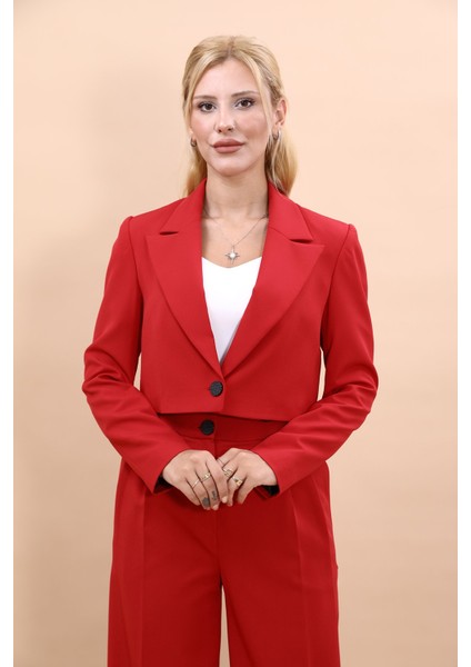 Erkek Yaka Tek Düğmeli Kısa Ceket-Kırmızı fiyatları